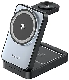 Беспроводная док-станция Havit W3103 15w 3-in-1 wireless charger grey - фото Беспроводная док-станция Havit W3103 15w 3-in-1 wireless charger grey