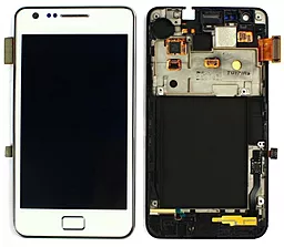 Дисплей Samsung Galaxy S2 Plus I9105 с тачскрином и рамкой, оригинал, White