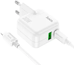 Мережевий зарядний пристрій Hoco C111A 30W PD/QC3.0 Lucky dual-port charger set USB-A-C + USB-C-Lightning Cable White - мініатюра 4