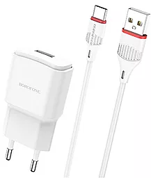 Сетевое зарядное устройство Borofone BA48A Orion 2.1a home charger + USB-C cable white - фото Сетевое зарядное устройство Borofone BA48A Orion 2.1a home charger + USB-C cable white