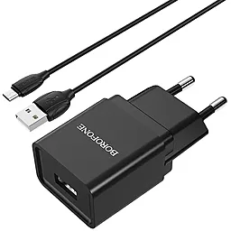 Сетевое зарядное устройство Borofone BA19A + micro USB Cable Black
