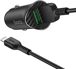 Автомобильное зарядное устройство с быстрой зарядкой Hoco Z39 Farsighted 18W 3.4A + Lightning Cable Black - миниатюра 4