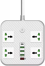 Сетевой фильтр (удлинитель) Voltronic ТВ-Т90 4 розетки 10A 3xUSB-A 2м с выключателем белый - фото Сетевой фильтр (удлинитель) Voltronic ТВ-Т90 4 розетки 10A 3xUSB-A 2м с выключателем белый