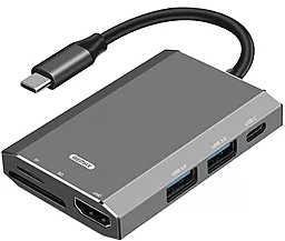 Мультипортовый USB Type-C хаб Remax RU-U30 Tank Series 6in1 Docking Station Gray - фото Мультипортовый USB Type-C хаб Remax RU-U30 Tank Series 6in1 Docking Station Gray