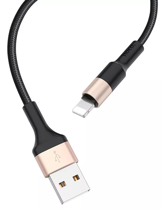 Кабель Hoco X26 Xpress USB-A - Lightning 10w 1м cable Black/Gold - фото 2