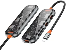 Мультипортовый USB Type-C хаб WIWU CB005 Cyber 5 in 1 space gray - фото Мультипортовый USB Type-C хаб WIWU CB005 Cyber 5 in 1 space gray