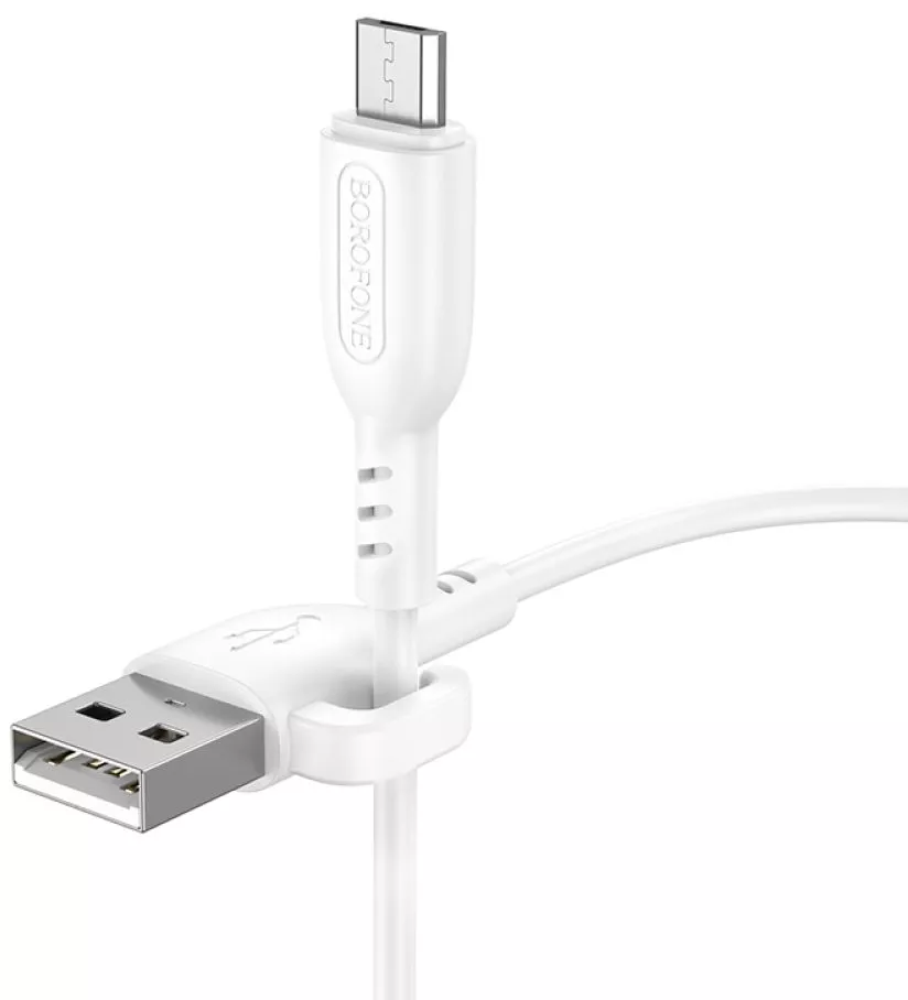 Кабель Borofone BX91 USB-A - micro USB 12w 2.4a 1м cable White - фото 2