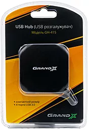 USB хаб Grand-X 4хUSB3.0 (GH-415) Black - миниатюра 2