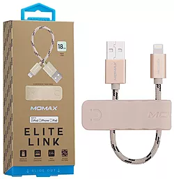 Кабель Momax Elit Link USB-A - Lightning 12w 2.4a 0.18м cable Gold (DL5AL) - мініатюра 6 Кабель Momax Elit Link USB-A - Lightning 12w 2.4a 0.18м cable Gold (DL5AL) - мініатюра 6