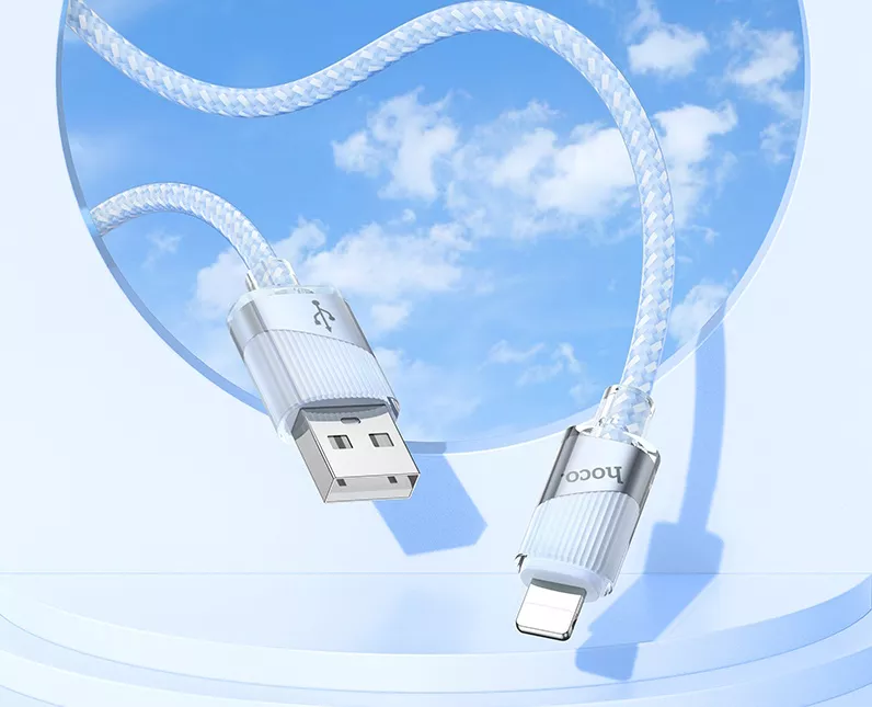 Hoco U132 USB-A - Lightning 12w 2.4a 1.2м cable Sky Blue - фото 4