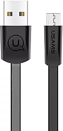Кабель Usams U2 Flat USB-A - micro USB 12w 2.4a 1.2м cable Black - фото Кабель Usams U2 Flat USB-A - micro USB 12w 2.4a 1.2м cable Black