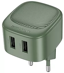 Сетевое зарядное устройство Borofone BAS21A Special 2A 2xUSB-A ports charger olive/green - фото Сетевое зарядное устройство Borofone BAS21A Special 2A 2xUSB-A ports charger olive/green