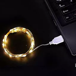 Гірлянда Роса Нитка (200 LED USB) 20 метрів Теплий білий - мініатюра 2