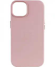 {"ru": "Чехол", "uk": "Чохол"} Leather Case with MagSafe для Apple iPhone 15 Plus  Sand Pink