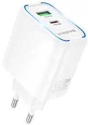 Сетевое зарядное устройство Borofone BA89A 30w PD USB-C/USB-A ports charger white