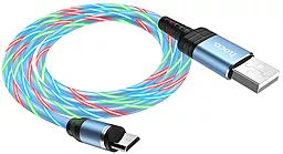 Кабель Hoco U90 Ingenious Streamer USB-A - micro USB 12w 2.4a 1м cable Blue - фото Кабель Hoco U90 Ingenious Streamer USB-A - micro USB 12w 2.4a 1м cable Blue
