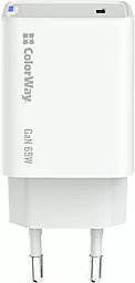 Сетевое зарядное устройство ColorWay GaN Mini 65w PPS PD USB-C fast charger white (CW-CHS049PD-WT) - фото Сетевое зарядное устройство ColorWay GaN Mini 65w PPS PD USB-C fast charger white (CW-CHS049PD-WT)