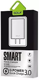 Сетевое зарядное устройство с быстрой зарядкой GOLF GF-U206Q QUICK CHARGE 3.0 White - миниатюра 4