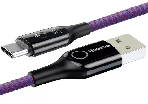 Кабель Baseus Light Intelligent Power-Off USB-A - Type-C 12w 2.4a 1м cable Purple (CATCD-05) - фото 2