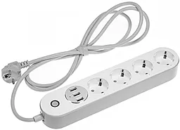 Сетевой фильтр (удлинитель) TUYA IQ POWER Wi-Fi 4 розетки 16A 3xUSB-A 2м с выключателем белый (WF3VT)