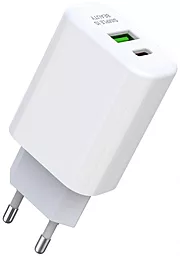 Сетевое зарядное устройство XO L85A 20w PD USB-C/USB-A ports charger white - фото Сетевое зарядное устройство XO L85A 20w PD USB-C/USB-A ports charger white