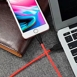 Кабель USB Hoco X21 Plus Silicone Lightning Cable Black/Red - миниатюра 5