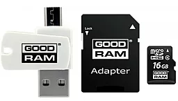 Карта памяти GooDRam microSDHC 16 GB Class 4 + SD-адаптер (M404-0160R11)