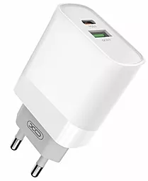 Мережевий зарядний пристрій з швидкою зарядкою XO L64 18W PD+QC3.0 USB-C+A 3A White