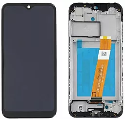 Дисплей Samsung Galaxy A01 A015, Galaxy M01 M015 (широкий роз'єм) з тачскріном і рамкою, Black