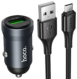 Автомобільний зарядний пристрій Hoco Z62 Energy 18w QC3.0 USB-A ports car charger + micro USB cable gray - фото Автомобільний зарядний пристрій Hoco Z62 Energy 18w QC3.0 USB-A ports car charger + micro USB cable gray