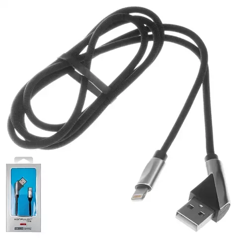 Кабель Konfulon S68 USB-A - Lightning 10.5w 1м cable Black - фото 1