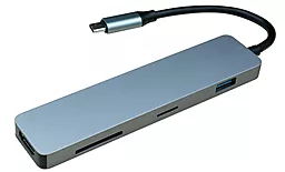 Мультипортовый USB Type-C хаб Qitech USB-C + Type-A + HDMI 4K + MicroSD + SD Space Gray - миниатюра 3