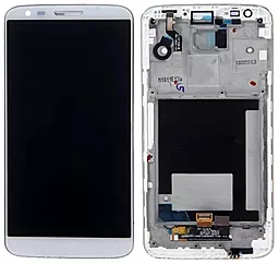 Дисплей LG G2 (D800, D801, D802, D802TR, D803, F320K, F320L, F320S, LS980) (20 pin) з тачскріном і рамкою, White