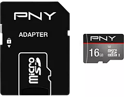 Карта памяти PNY microSDHC 16GB Turbo Class 10 UHS-I U3 + SD-адаптер (SDU16GTUR-1-EF)