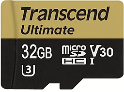 Карта памяти Transcend microSDHC 32GB Ultimate Class 10 UHS-I U3 + SD-адаптер (TS32GUSDU3) - фото Карта памяти Transcend microSDHC 32GB Ultimate Class 10 UHS-I U3 + SD-адаптер (TS32GUSDU3)