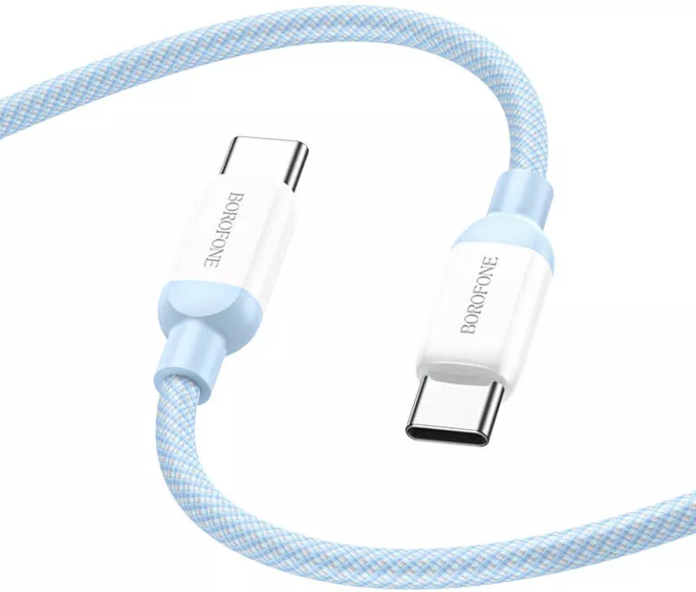 Кабель Borofone BX68 USB Type-C - Type-C 100w 5a 2м PD cable Blue - фото 2