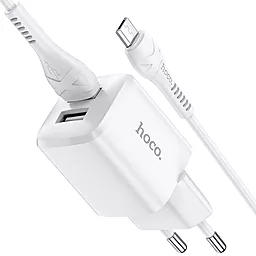 Мережевий зарядний пристрій Hoco N8 Briar Dual Port + micro USB Cable White - мініатюра 2