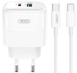 Мережевий зарядний пристрій XO L138 30w PD USB-C/USB-A ports charger + USB-C to USB-C cable white - фото Мережевий зарядний пристрій XO L138 30w PD USB-C/USB-A ports charger + USB-C to USB-C cable white