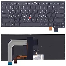 Клавіатура для ноутбуку Lenovo Thinkpad T460S з вказівником Point Stick підсвіткою Light короткий шлейф без рамки чорна