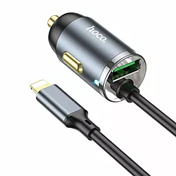 Автомобільний зарядний пристрій Hoco NZ7 20w PD USB-C car charger + Lightning cable metal grey