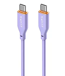 Кабель USB PD Havit HV-CB603 60w 3a 1.2m Type-C - Type-C cable violet - миниатюра 2