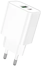 Сетевое зарядное устройство Borofone BA88A Navy 20w PD USB-C/USB-A ports charger white - фото Сетевое зарядное устройство Borofone BA88A Navy 20w PD USB-C/USB-A ports charger white