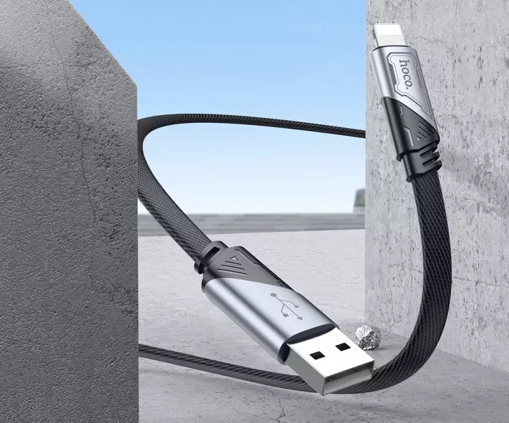 Кабель Hoco U119 USB-A - Lightning 12w 2.4a 1.2м cable Black - фото 4