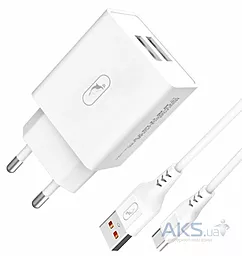 Мережевий зарядний пристрій SkyDolphin SC30V 2a 2xUSB-A ports home charger + USB-C cable white (MZP-000114)