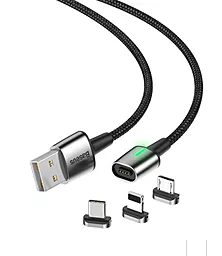 Кабель USB Baseus Zinc Magnetic 3-in-1 USB to Type-C/Lightning/micro USB сable black (TZCAXC-A01) - миниатюра 2