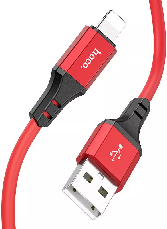Кабель Hoco X86 Spear USB-A - Lightning 12w 2.4a 1м cable Red - фото 3