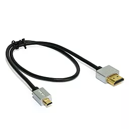Відеокабель micro HDMI > HDMI, 0.5m, v1.4b, 36 AWG, Gold, PVC, Ultra-Slim (KBH1600) ExtraDigital