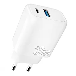 Сетевое зарядное устройство Proove Silicone Power Plus 30w USB-C/USB-A porst white (WCSP3011002)