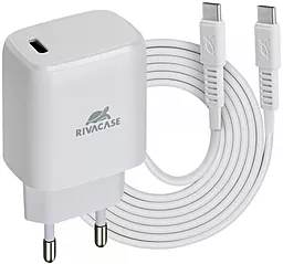 Сетевое зарядное устройство RivaCase PD 20W USB-C + USB C-C Cable White