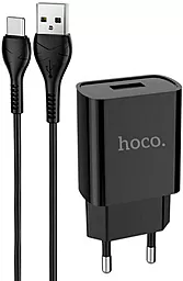 Сетевое зарядное устройство Hoco DC20A 2.1a home charger + USB-C cable black - фото Сетевое зарядное устройство Hoco DC20A 2.1a home charger + USB-C cable black